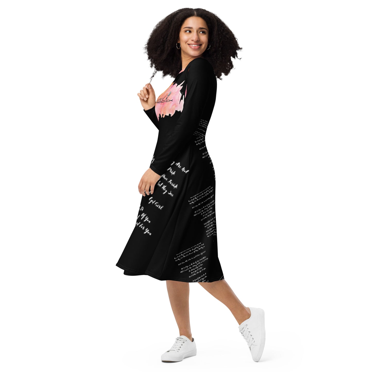 Carol Riddick long sleeve "Lyrics" midi dress (Noire)