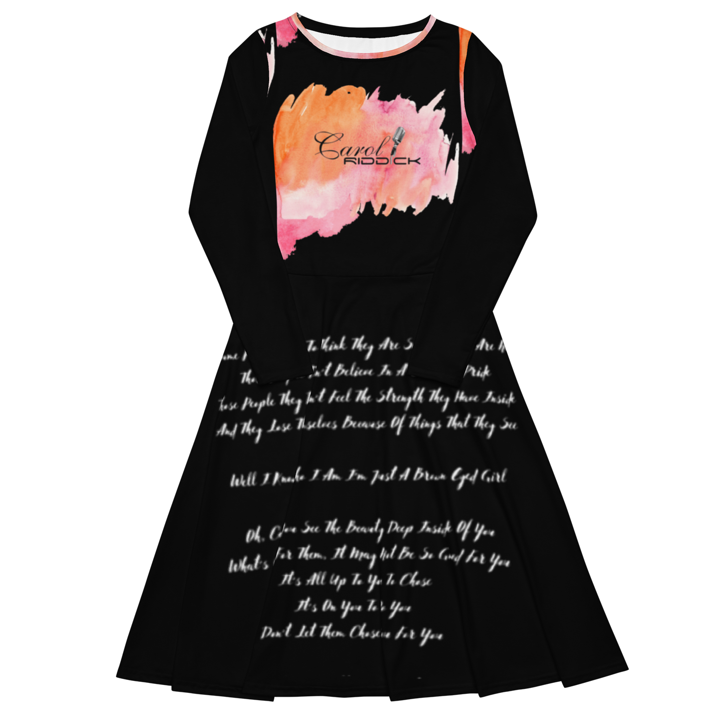 Carol Riddick long sleeve "Lyrics" midi dress (Noire)