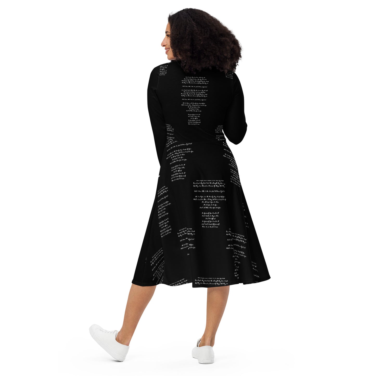 Carol Riddick long sleeve "Lyrics" midi dress (Noire)