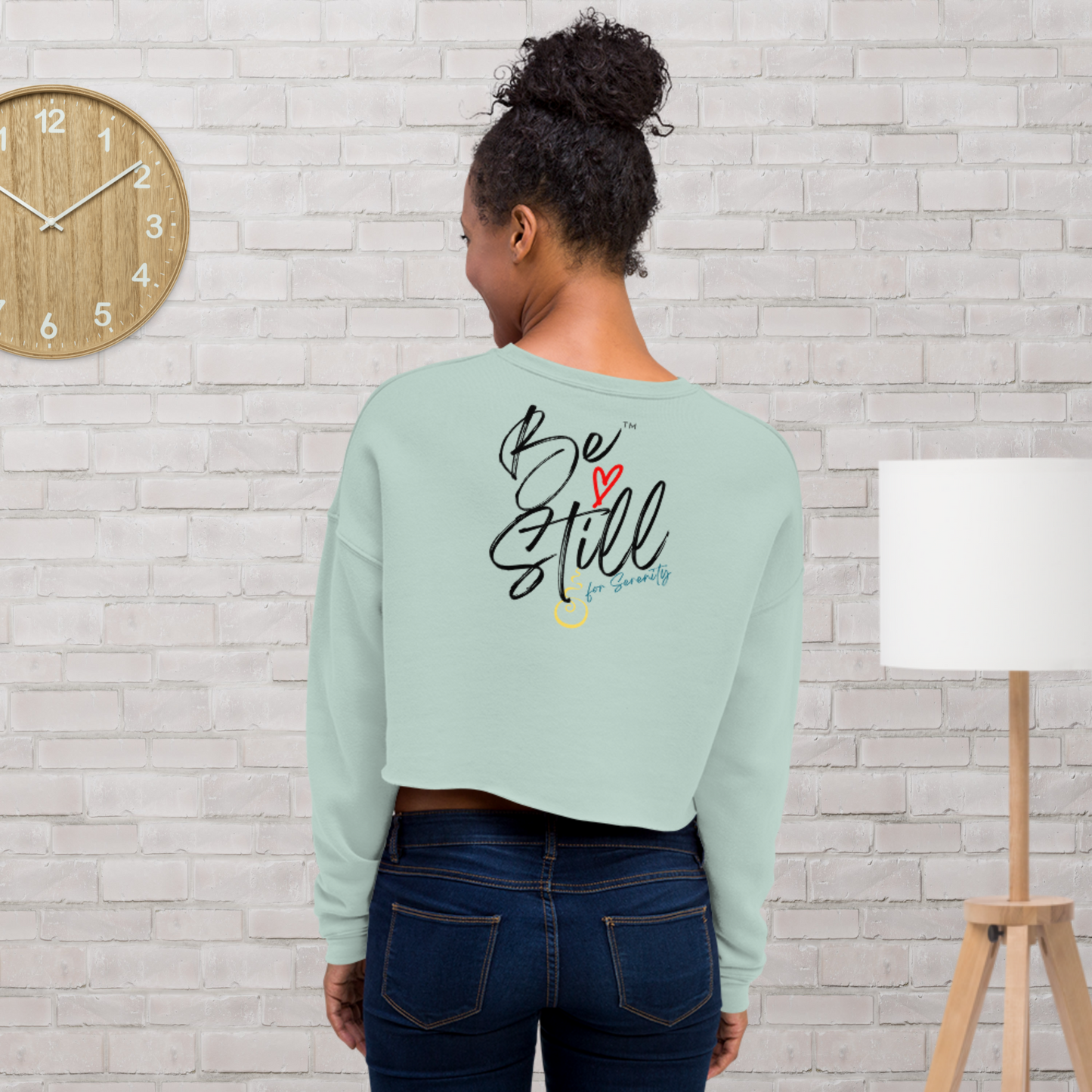 "Be Still For Serenity" Crop Sweatshirt (Back Accent)